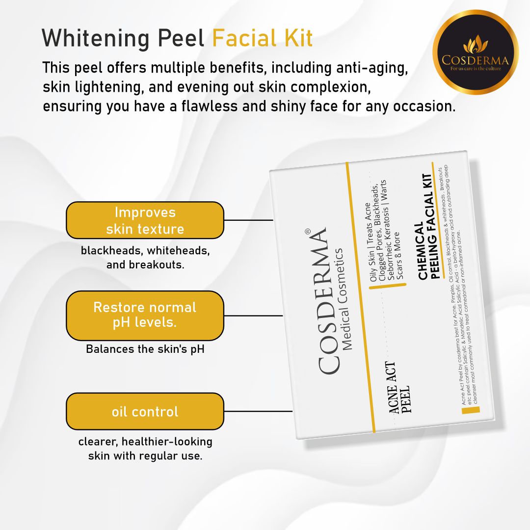 Cosderma Acne Act Peel for Oily Skin | Treats Acne, Clogged Pores, Blackheads, Seborrheic Keratosis, and Scars | Chemical Peeling Facial Kit