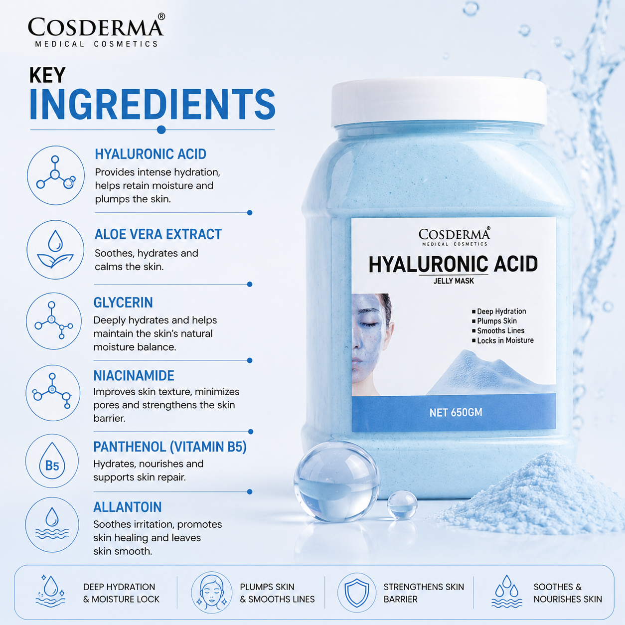 Cosderma Hyaluronic Acid Jelly Mask – Deep Hydration & Skin Plumping (650gm)