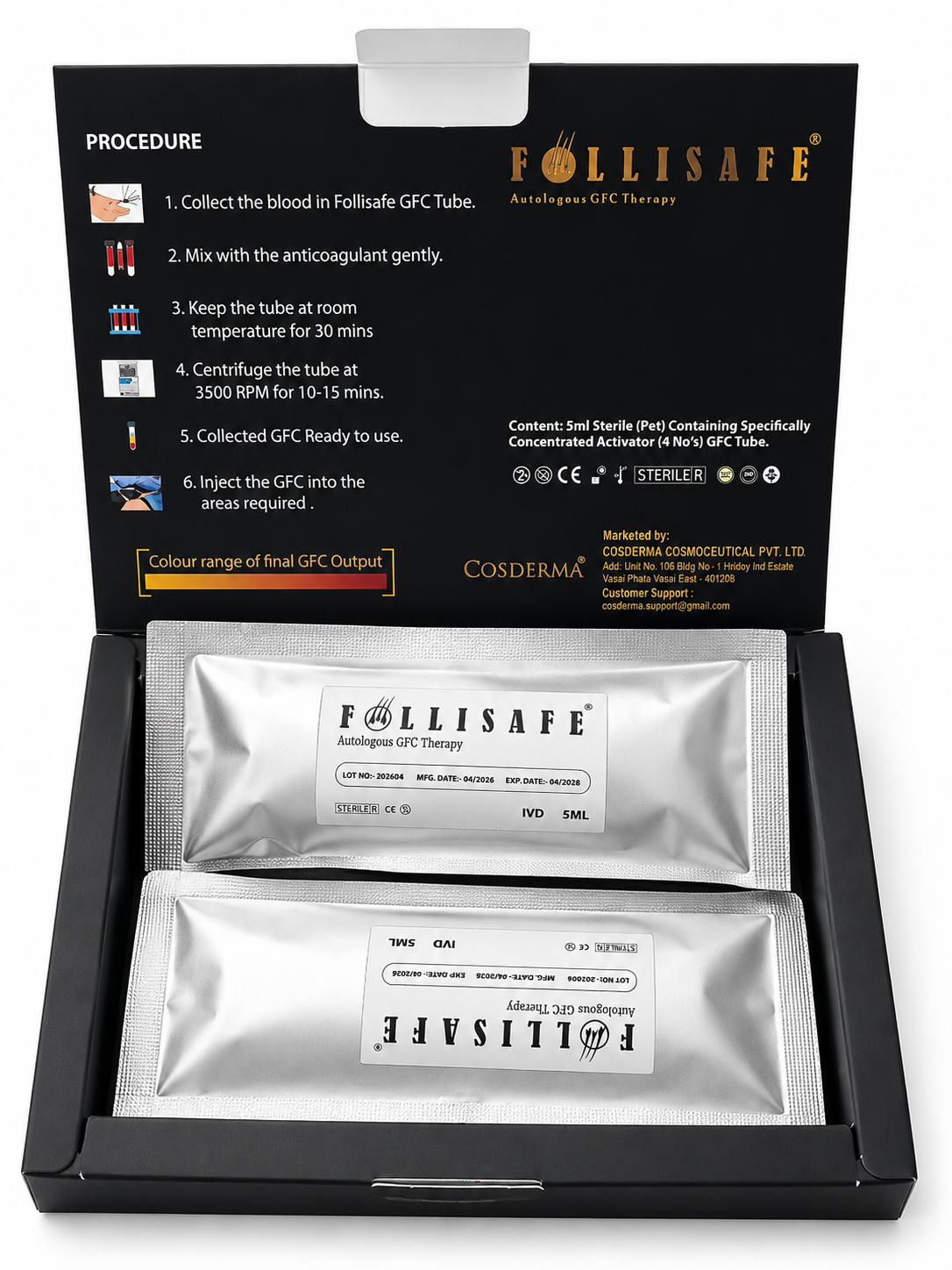 FOLLISAFE GFC Therapy Tube – Hair Regrowth & Skin Rejuvenation (4 Pcs)