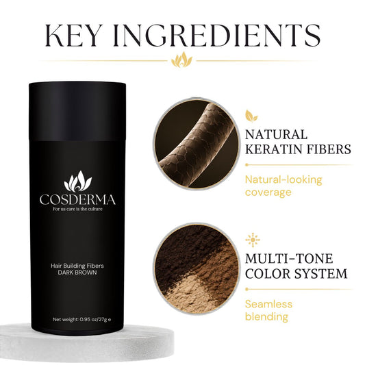 Cosderma Hair Building Fiber Dark Brown - Natural Keratin Hair Thickening Fibers