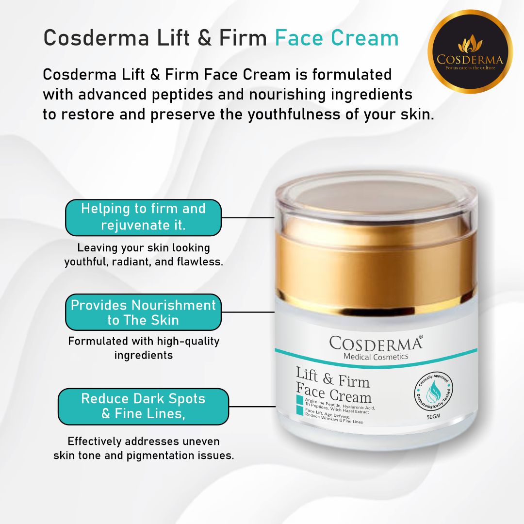 Cosderma Lift & Firm Face Cream for Peptide-Infused Anti-Aging and Firming Treatment