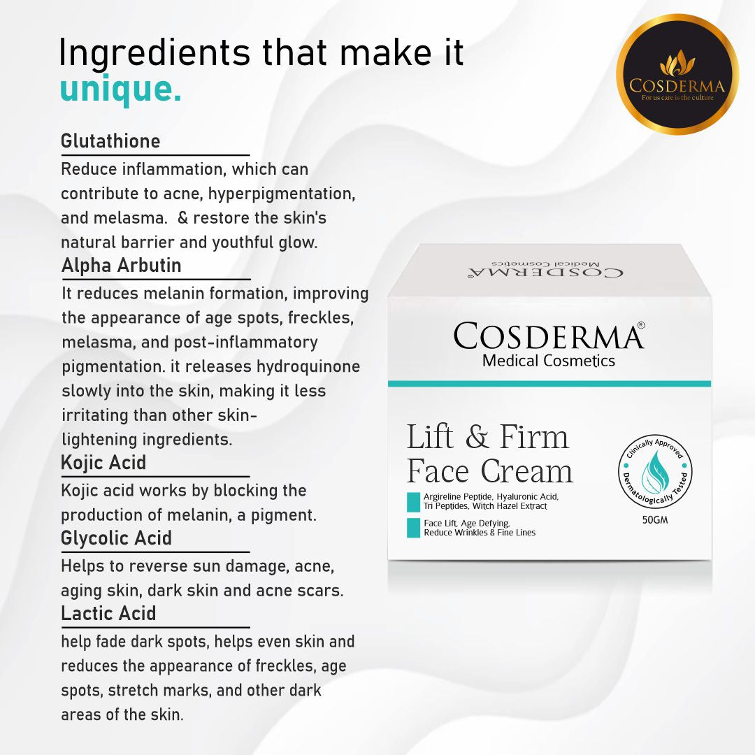 Cosderma Lift & Firm Face Cream for Peptide-Infused Anti-Aging and Firming Treatment