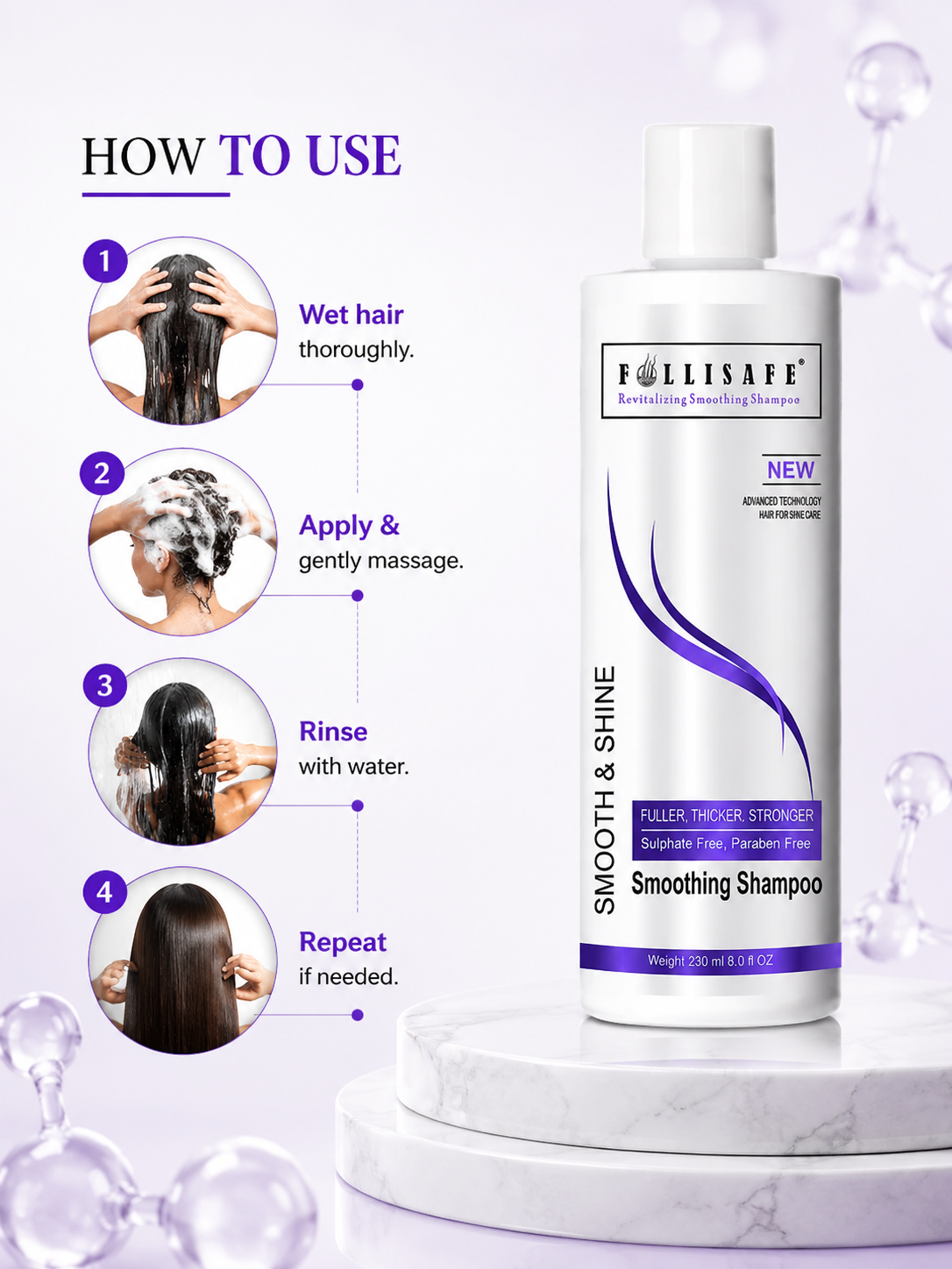 Follisafe Smoothing Shampoo – Professional Formula for Smooth and Shiny Hair