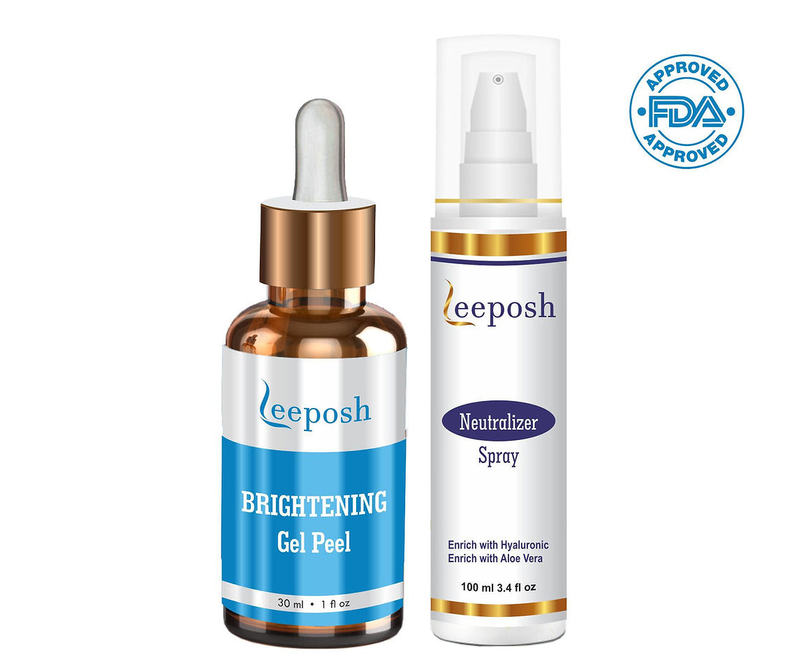 Leeposh Brightening Peel Kit with Hyaluronic Acid Hydra Face Gel Cream and Neutralizer Spray