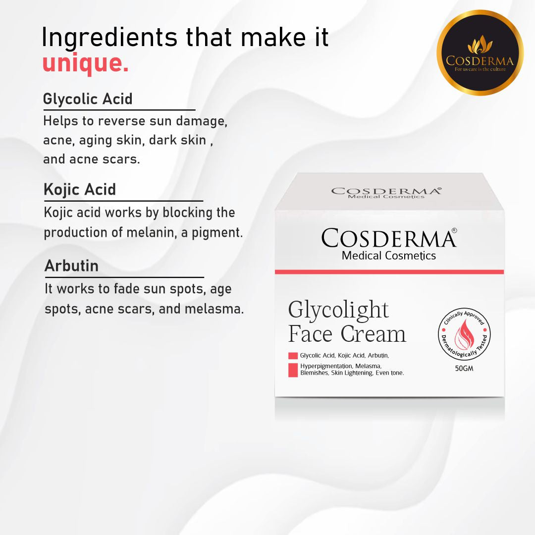 Cosderma Glycolight Face Cream - Brighten & Rejuvenate Overnight Cream | Reduces Acne and Blemishes
