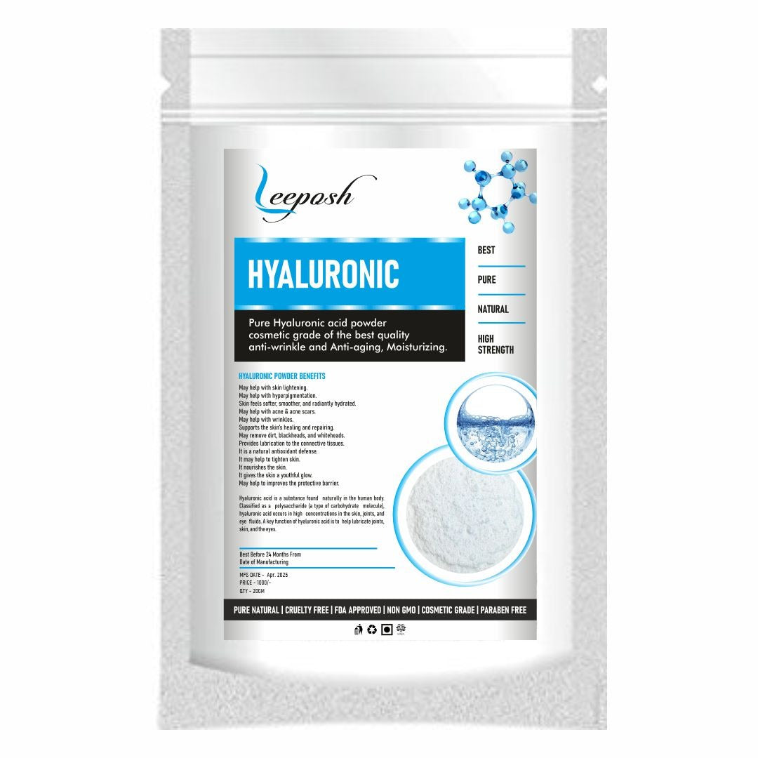 Leeposh Pure Hyaluronic Acid Powder – Cosmetic Grade for Anti-Aging & Moisturizing