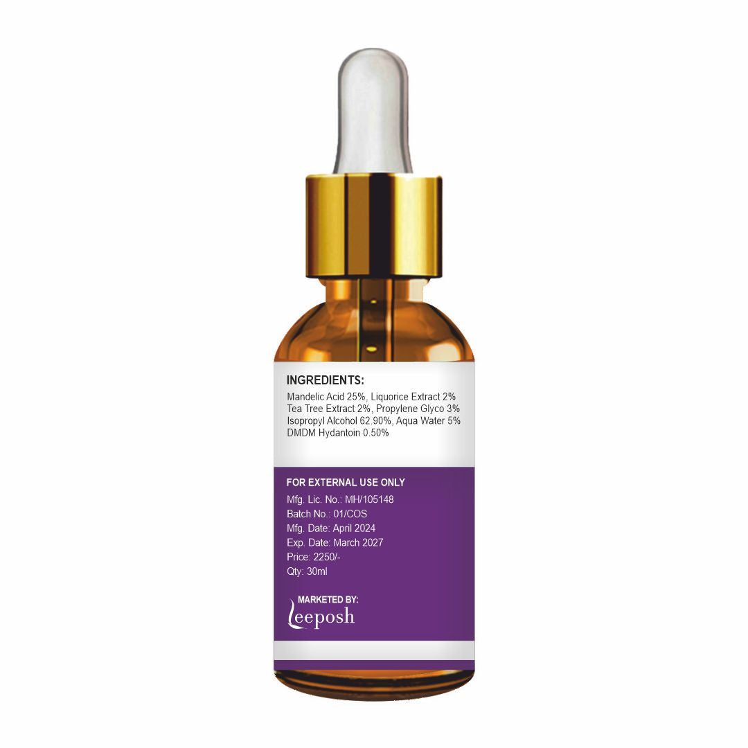 Leeposh Mandelic Acid Peel 25% – Acne Treatment, Acne Scars, & Oil Control