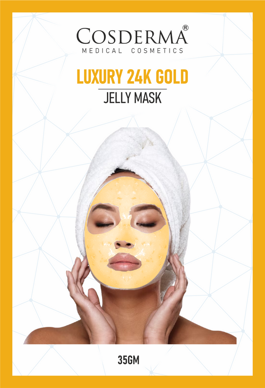 Cosderma Luxury 24K Gold Jelly Mask (10 x 35gm) – Brightening, Firming & Anti-Aging Peel-Off Facial Mask