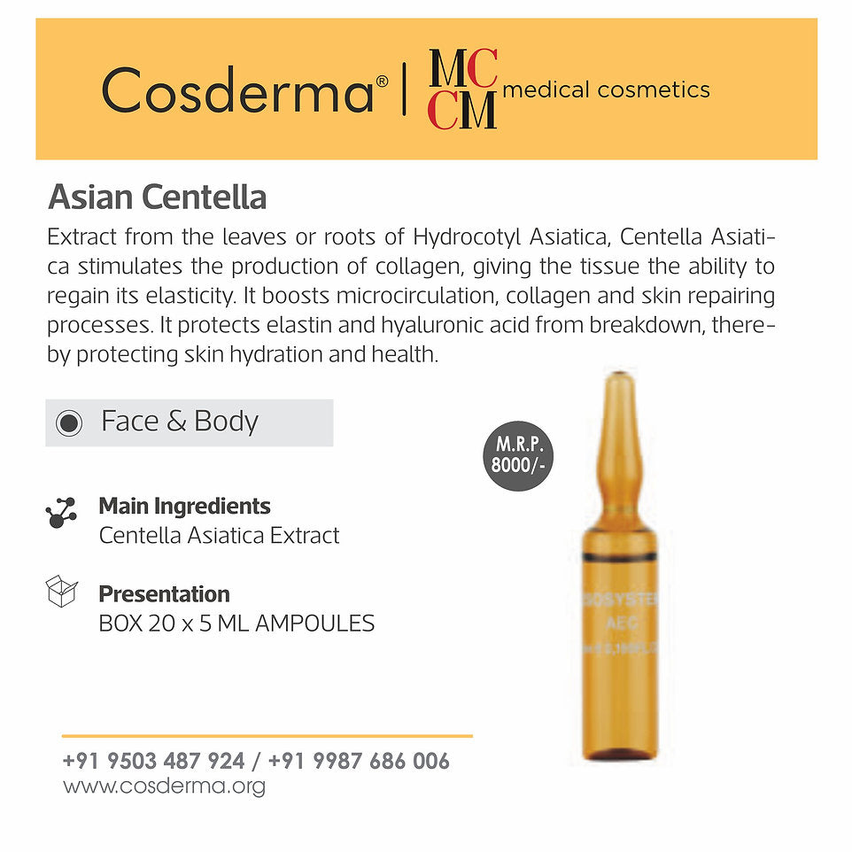 MCCM Asian Centella Ampoules - Collagen & Elastin Booster for Skin Rejuvenation 20 Ampoules x 5 ml