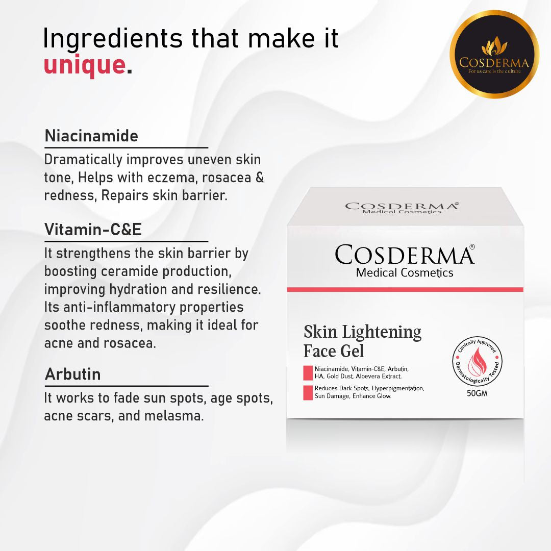 Cosderma Skin Lightening Face Gel | Anti-Aging & Even Skin Tone