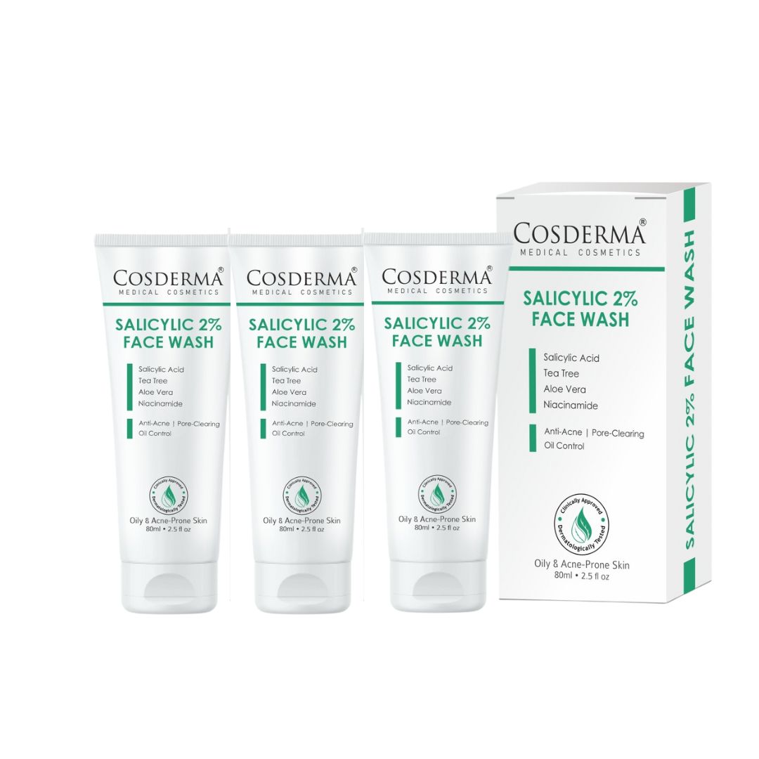 Cosderma Salicylic 2% Face Wash – Deep Cleansing Anti-Acne Face Wash with Tea Tree, Aloe Vera & Niacinamide for Clear, Oil-Free Skin