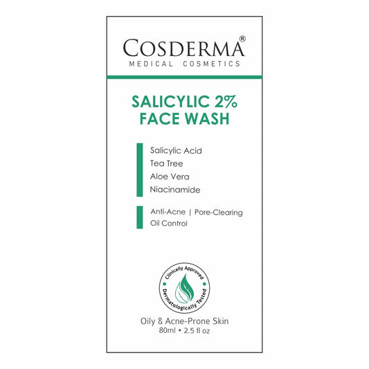 Cosderma Salicylic 2% Face Wash – Deep Cleansing Anti-Acne Face Wash with Tea Tree, Aloe Vera & Niacinamide for Clear, Oil-Free Skin
