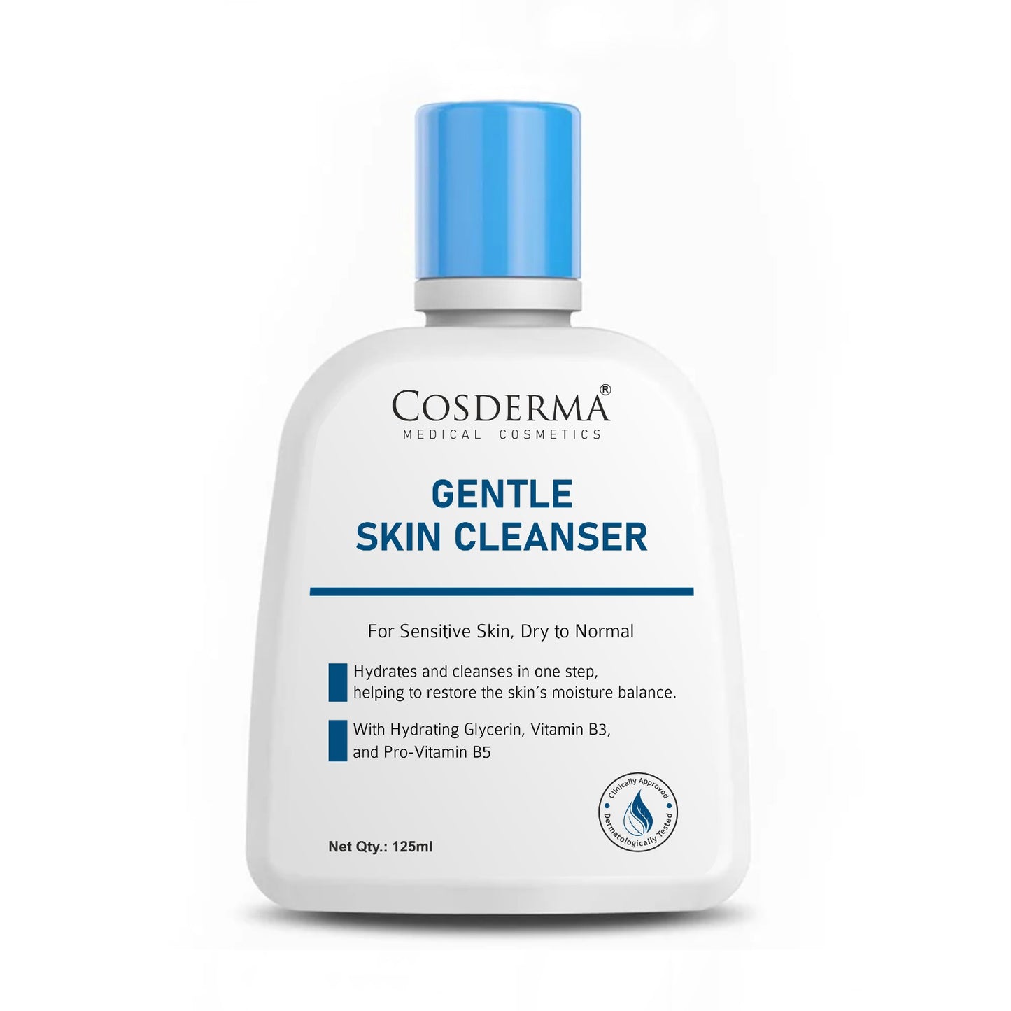 Cosderma Gentle Skin Cleanser for Sensitive & Dry to Normal Skin – Hydrating Creamy Formula