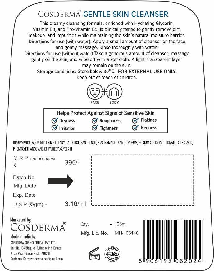 Cosderma Gentle Skin Cleanser for Sensitive & Dry to Normal Skin – Hydrating Creamy Formula