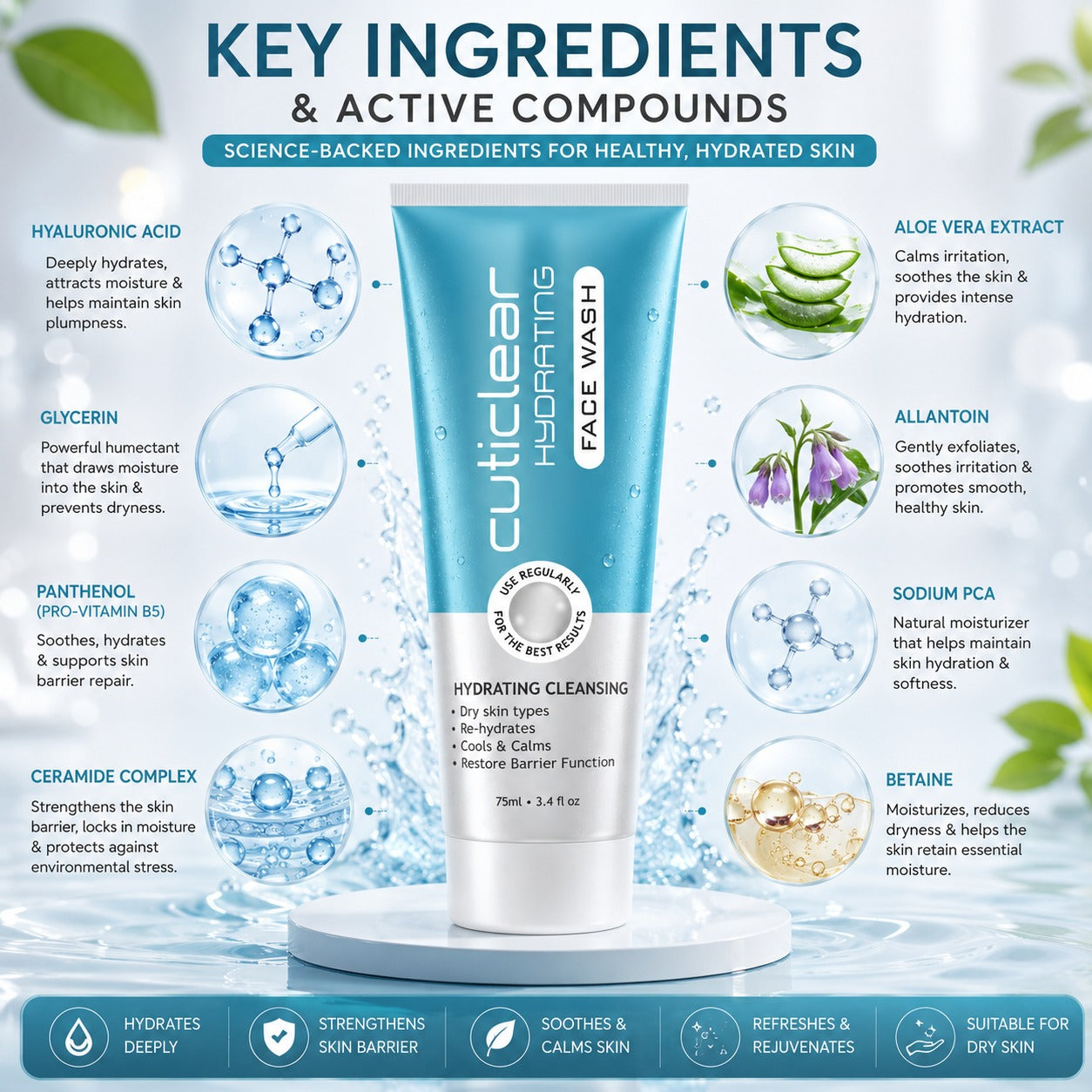 Cuticlear Hydrating Face Wash | Repair Damaged Skin Barrier & Hydrate Dry Skin