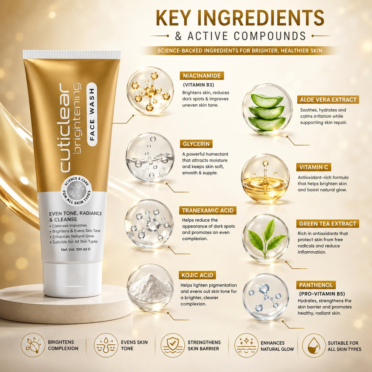 Cuticlear Brightening Face Wash | Exfoliate & Even Skin Tone
