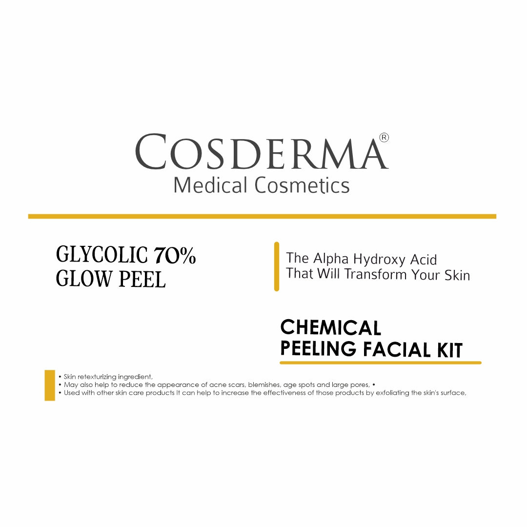 Cosderma Glycolic 70% Glow Peel - Deep Exfoliation & Skin Renewal | Chemical Peeling Facial Kit