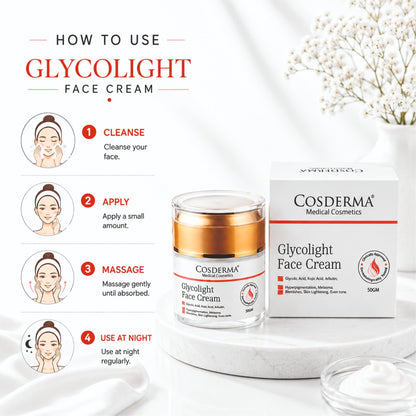 Cosderma Glycolight Face Cream - Brighten & Rejuvenate Overnight Cream | Reduces Acne and Blemishes