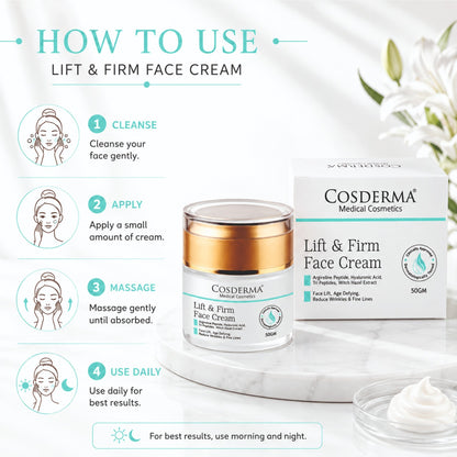 Cosderma Lift & Firm Face Cream for Peptide-Infused Anti-Aging and Firming Treatment