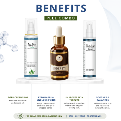 Cosderma Under Eye Peel Combo – Pre Peel Cleanser, Under Eye Gel Peel & Neutralizer Spray for Dark Circles, Puffiness & Brightening