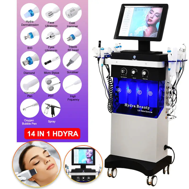 Cosderma 14-in-1 Hydrodermabrasion Facial Machine with LED Mask | Professional Skin Rejuvenation & Deep Cleansing Device