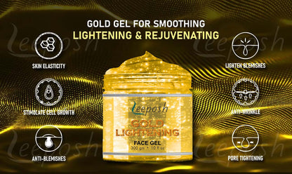 Leeposh Gold Lightening Face Gel - Illuminate and Even Skin Tone | 24 Caret Gold Gel with Niacinamide and Aloe Vera to Remove Instant Tan and Lighten Skin