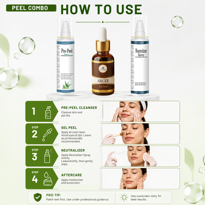 Cosderma Argee Peel Combo – Pre Peel Cleanser, Argee Gel Peel & Neutralizer Spray for Anti-Aging, Firming & Brightening Treatment