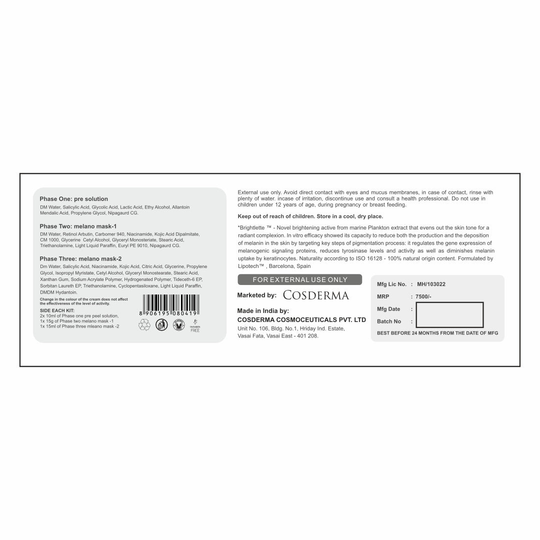 Cosderma Melano Pack - For Effective Skin Lightening, Pigmentation,Melasma| Professional Derma Pack