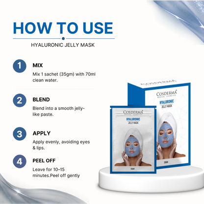 Cosderma Hyaluronic Acid Jelly Mask (10 x 35gm) – Deep Hydration & Skin Plumping Peel-Off Facial Mask