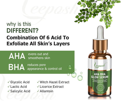 Leeposh AHA BHA Serum - Exfoliating & Acne Scar Reduction Serum