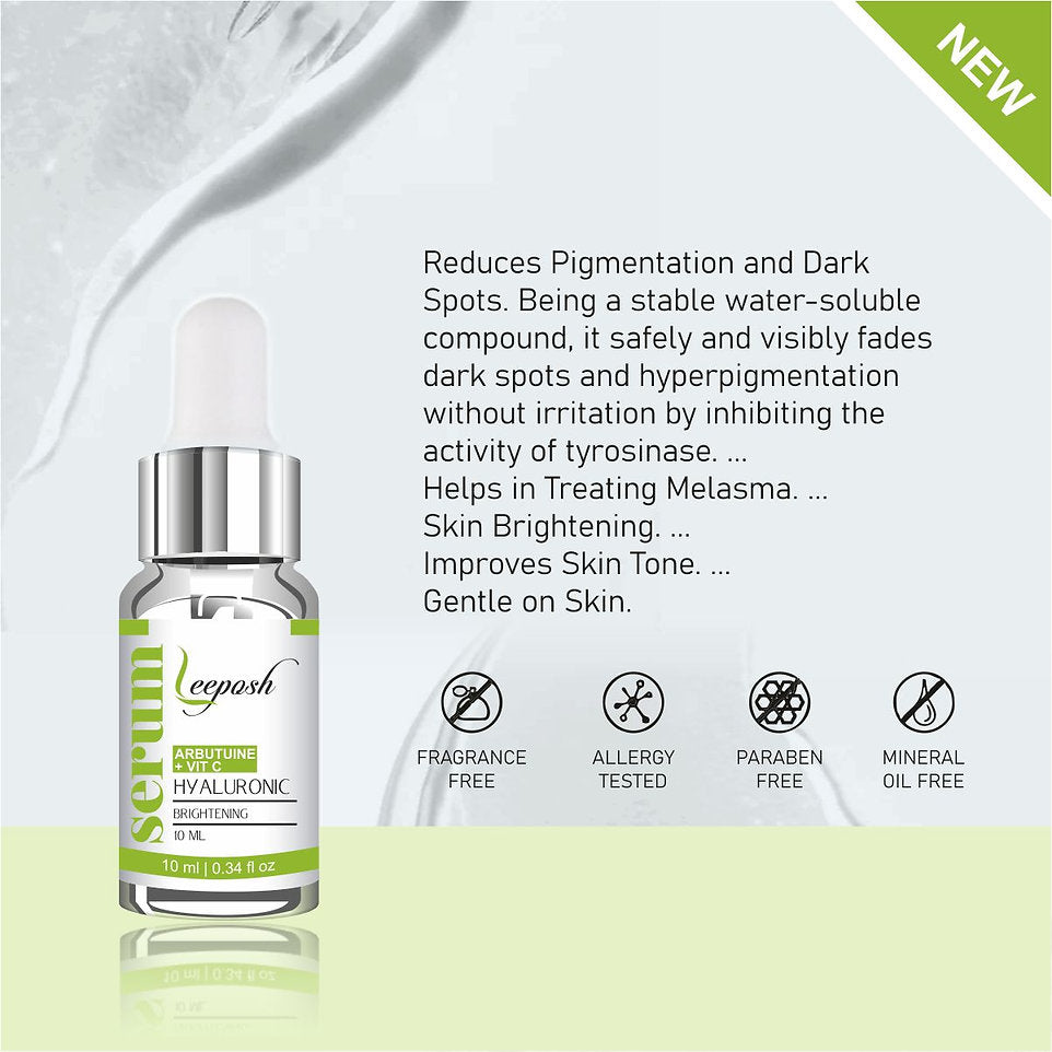 Leeposh Arbutin + Vitamin C + Hyaluronic Serum with 192 Needles Derma Roller System | FDA Approved Skin Whitening & Anti-Aging Serum