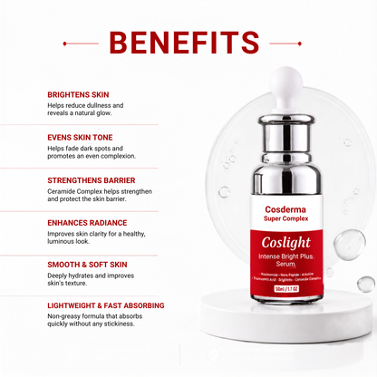 Coslight Intense Bright Plus Serum – Advanced Brightening & Hydration | Cosderma Super Complex 6