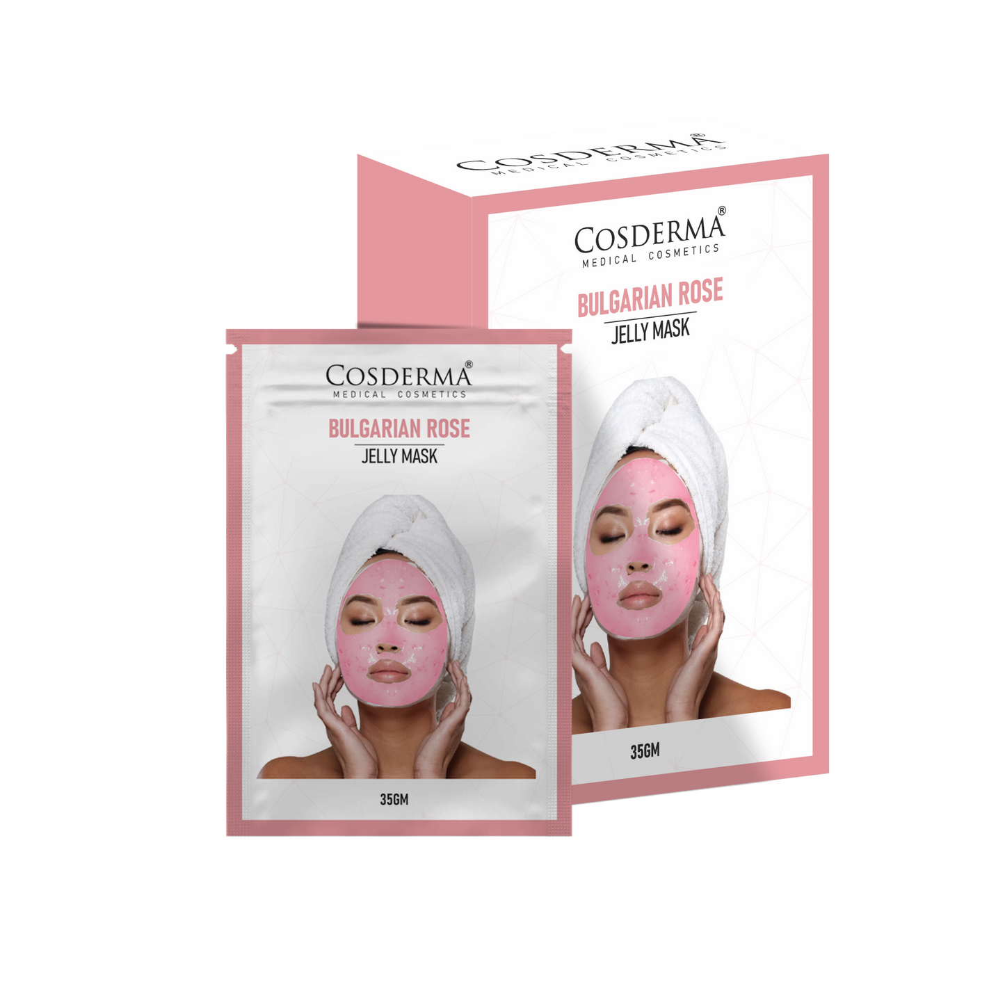 Cosderma Bulgarian Rose Jelly Mask (10 x 35gm) – Soothing, Brightening & Hydrating Peel-Off Facial Mask