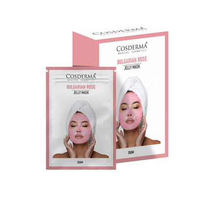 Cosderma Bulgarian Rose Jelly Mask (10 x 35gm) – Soothing, Brightening & Hydrating Peel-Off Facial Mask