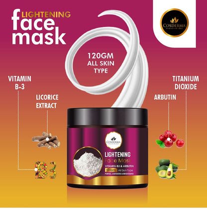 Cosderma Lightening Face Mask - Arbutin & Niacinamide Skin Lightening Face Mask | 120 gm