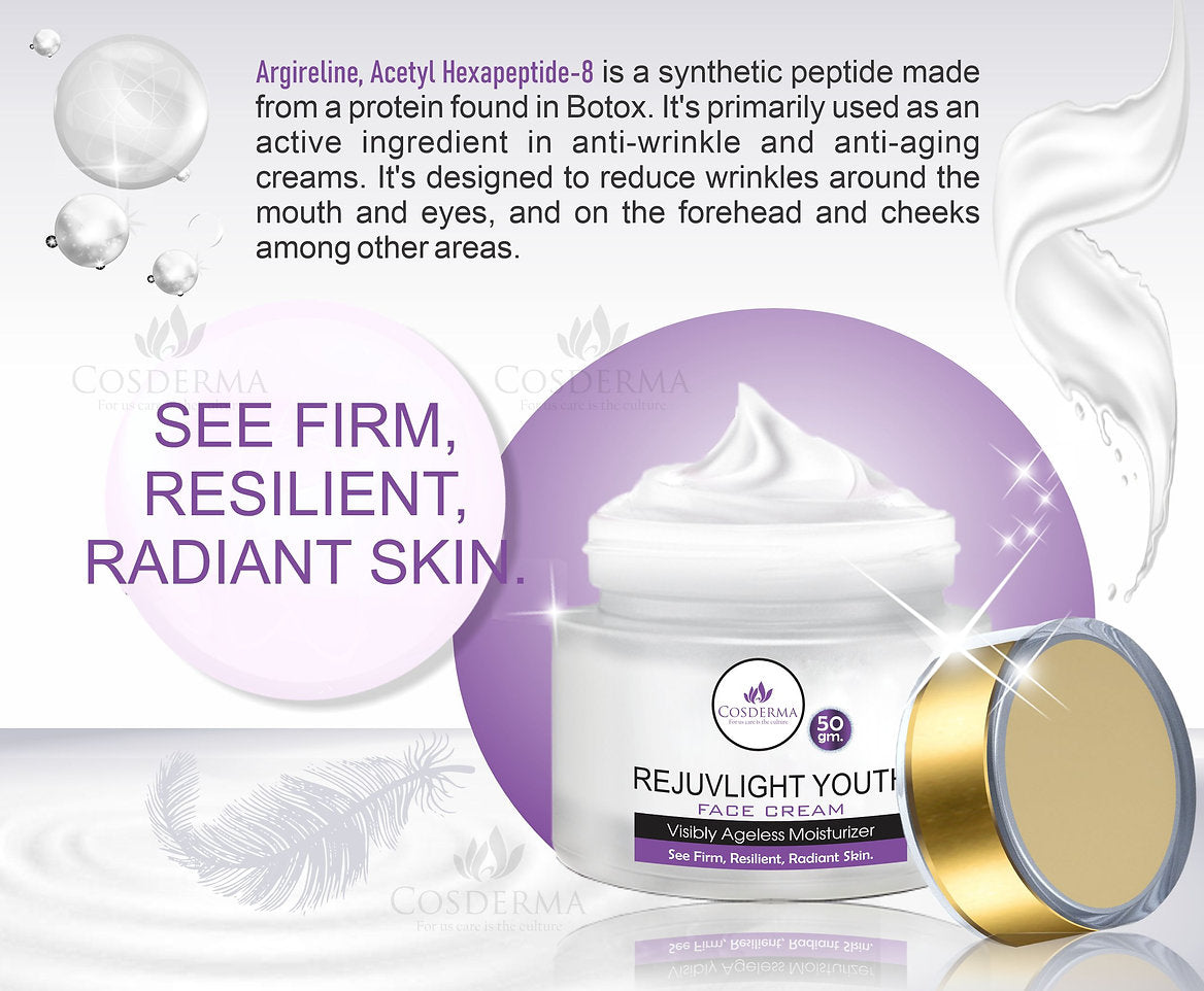 Cosderma RejuvLight Youth Face Cream | Anti-Aging & Hydrating Moisturizer with Argireline and Peptides