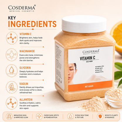 Cosderma Vitamin C Jelly Mask – Skin Brightening, Pigmentation Control & Glow Boosting Mask (650gm)