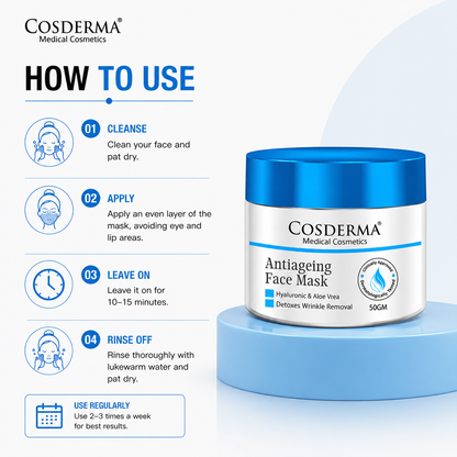 Cosderma Antiaging Face Mask for Hydration, Collagen Boost & Brightening