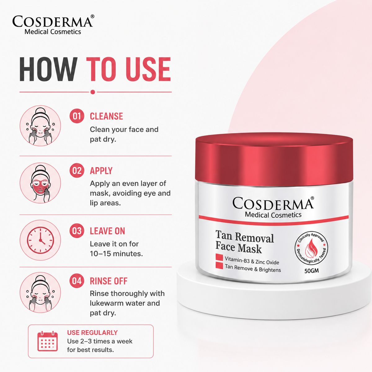 Cosderma Tan Removal Face Mask - Reduce Tan, Acne, Spots & Wrinkles