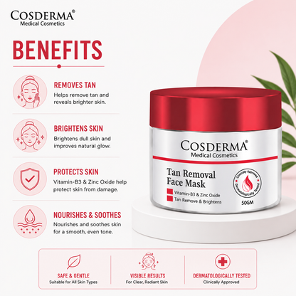 Cosderma Tan Removal Face Mask - Reduce Tan, Acne, Spots & Wrinkles
