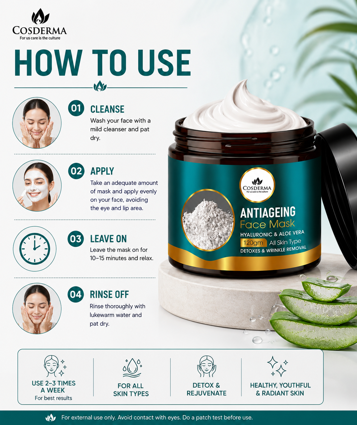 Cosderma Antiaging Face Mask | Hydrate, Firm & Renew Your Skin Naturally