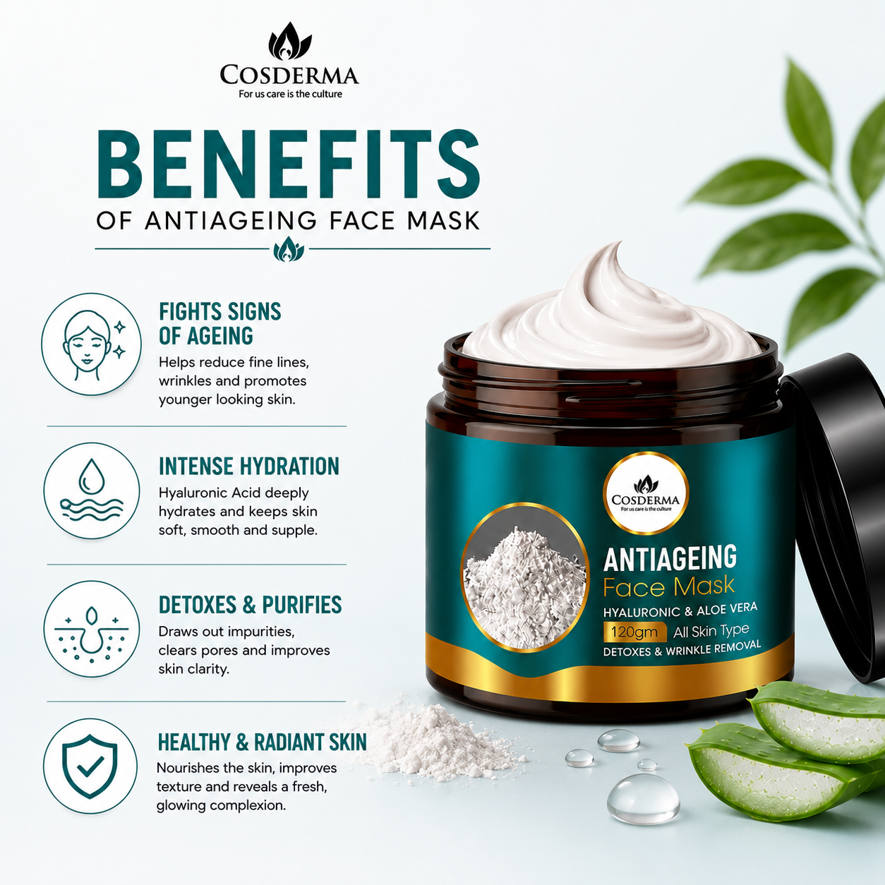 Cosderma Antiaging Face Mask | Hydrate, Firm & Renew Your Skin Naturally