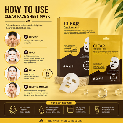 Cosderma Clear Face Sheet Mask - Acne Treatment & Oil Control