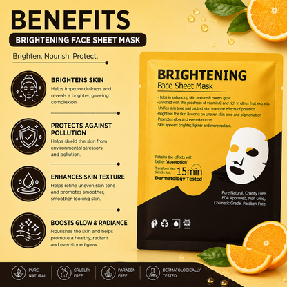 Cosderma Brightening Face Sheet Mask for Unify Skin Tone & Radiant Glow (Pack of 10)