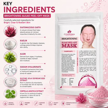 Cosderma Brightening Algae Peel-Off Face Mask - Instant Skin Whitening and Glow