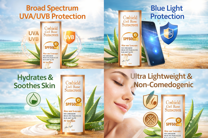 Coshield Gel Base Sunscreen SPF50 PA+++ | Aloe Vera, Non-Comedogenic, Ultra-Light Formula