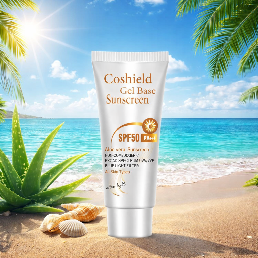 Coshield Gel Base Sunscreen SPF50 PA+++ | Aloe Vera, Non-Comedogenic, Ultra-Light Formula