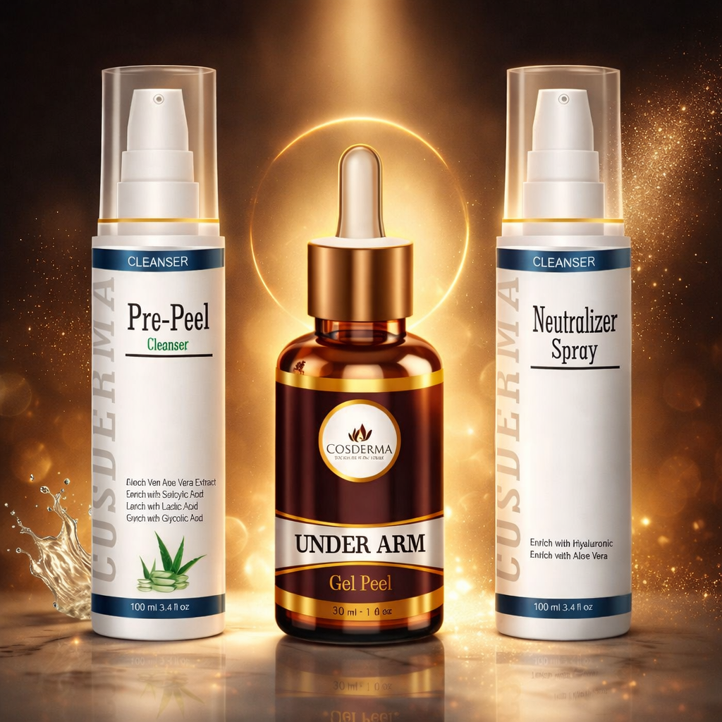 Cosderma Under Arm Peel Combo – Pre Peel Cleanser, Under Arm Gel Peel & Neutralizer Spray for Brightening, Smoothening & Odor Control