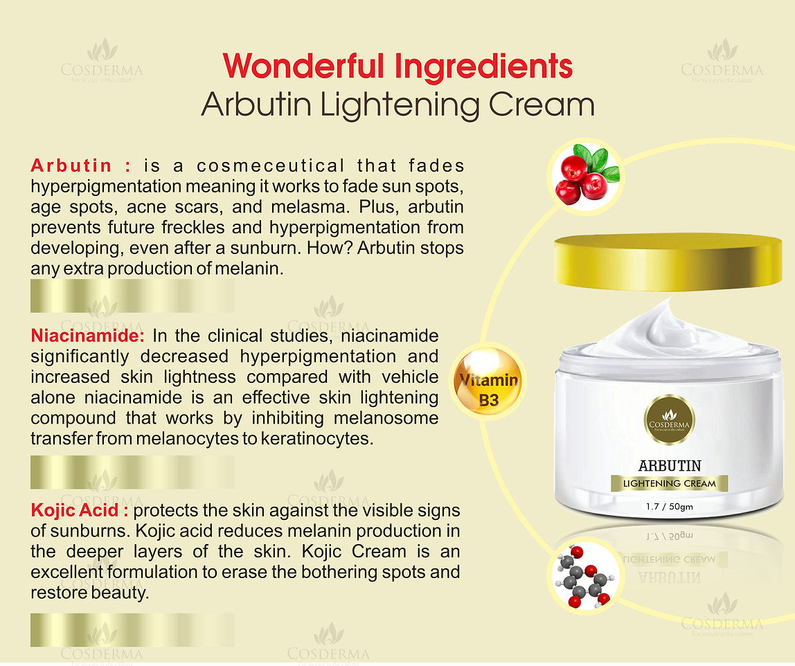 Cosderma Arbutin Lightening Cream - Vitamin C Glow & Anti-Aging for Revitalize Your Skin