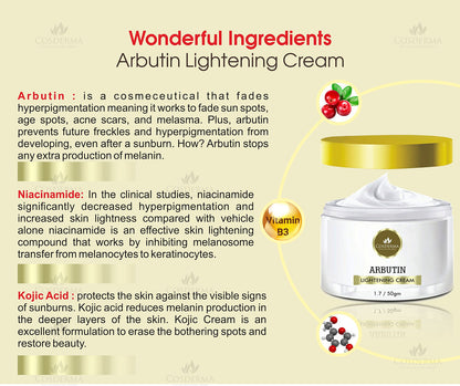 Cosderma Arbutin Lightening Cream - Vitamin C Glow & Anti-Aging for Revitalize Your Skin